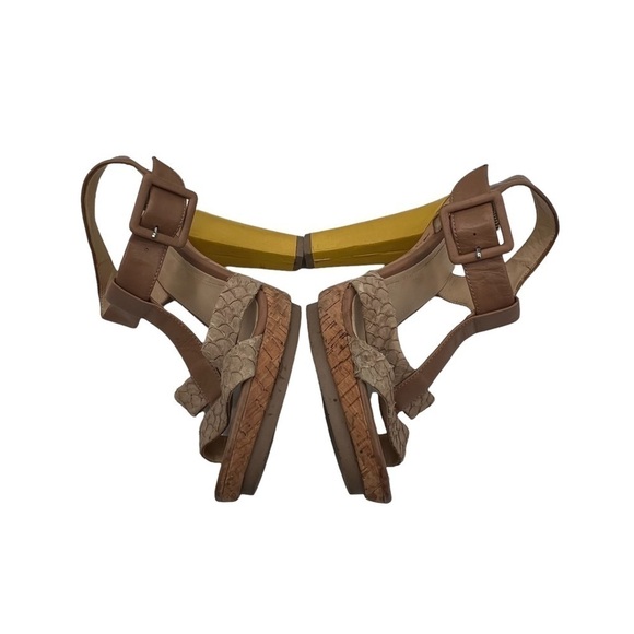 Calvin Klein Tan Bea Fish Cork Platform Yellow Heels Size 8 1/2 Women’s - Picture 7 of 9